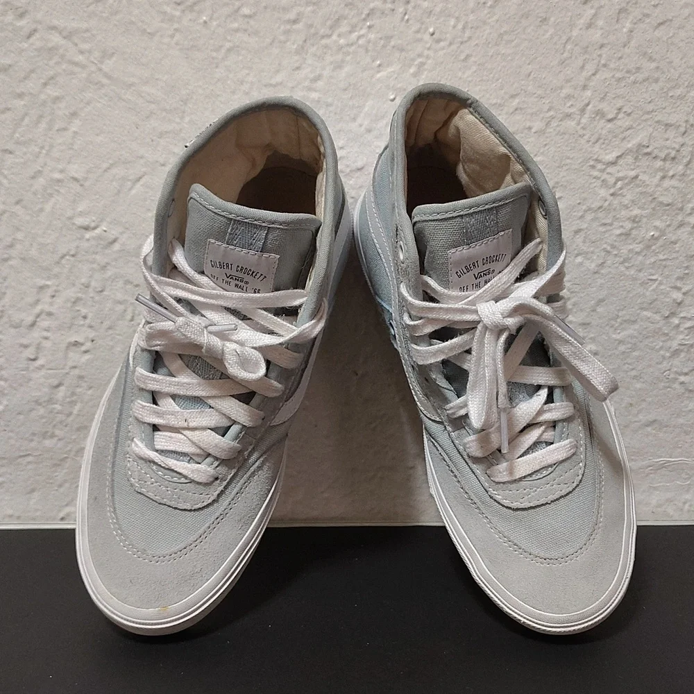 Vans Sneakers Mens Size 6 High Top Light Blue Suede/Canvas Skater Shoes Pop Cush - Picture 6 of 12